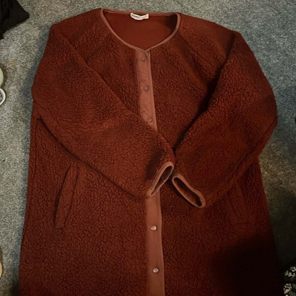 Fuzzy tunic sweater jacket